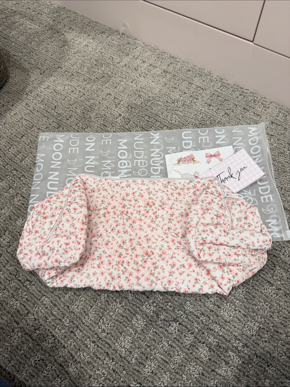 Floral Cotton hair tool bag - Pink Rose Pattern